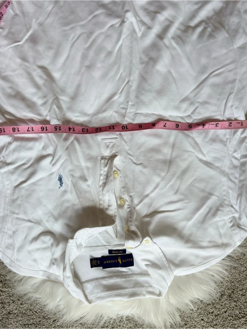 Ralph Lauren White Polo Shirt with Light Blue Pony